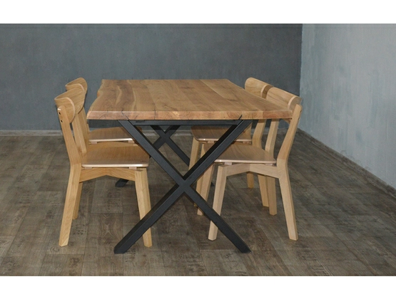 Stół dębowy Simple + 4 krzesła dębowe Kr-116D