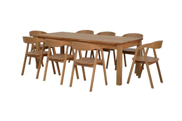 Stół dębowy klasyczny + 8 krzeseł dębowych GURU